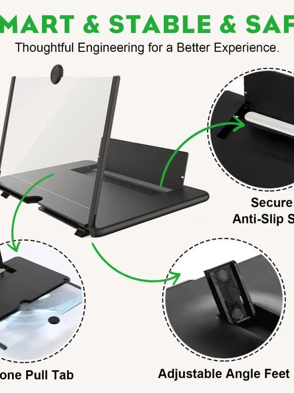 Foldable 3D HD Smartphone Screen Magnifier 14 Inch - Eye-Safe Viewing for Family